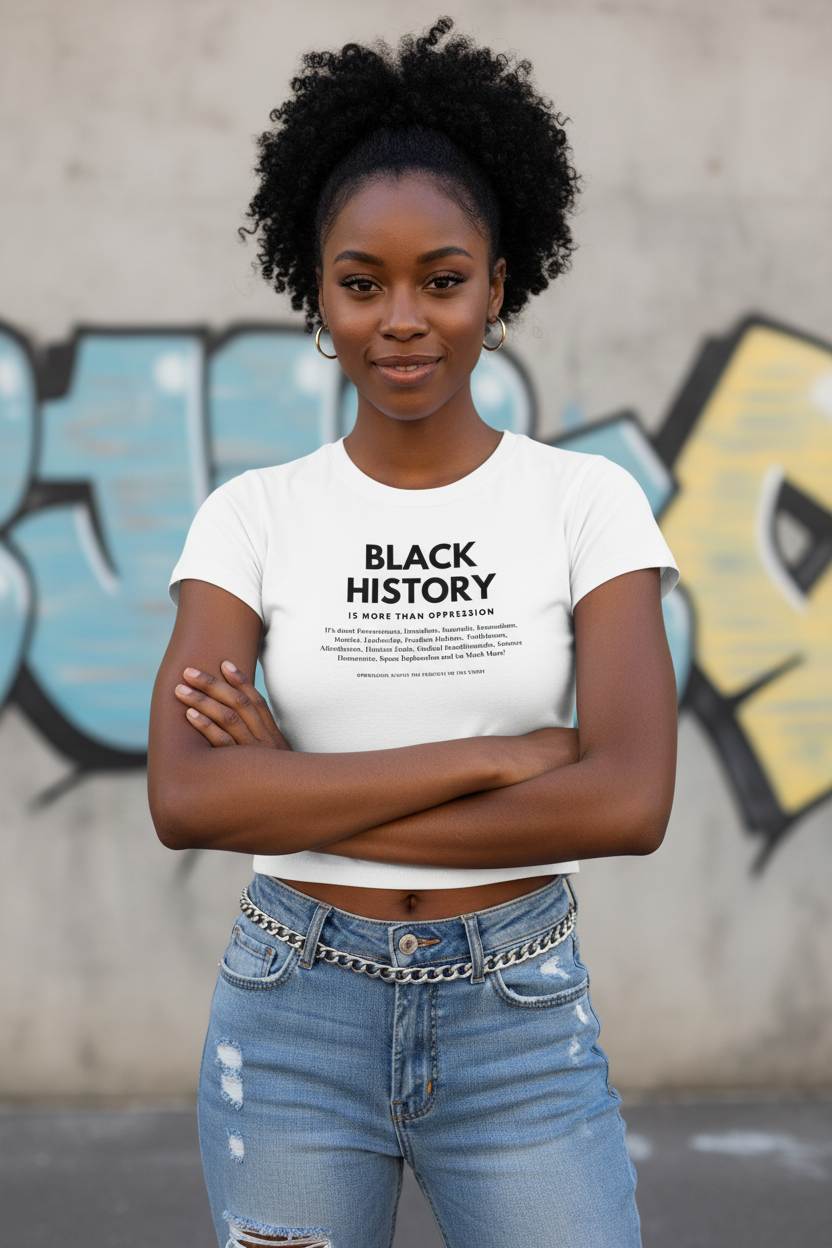 Women's Cropped T-Shirt: Black History is More Than Oppresion