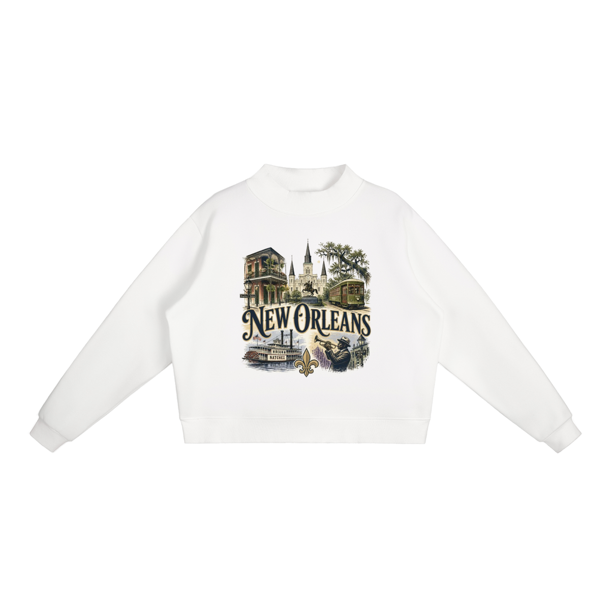 New Orleans - Woman's Essential Fleece Mock-Neck Crew Sweatshirt