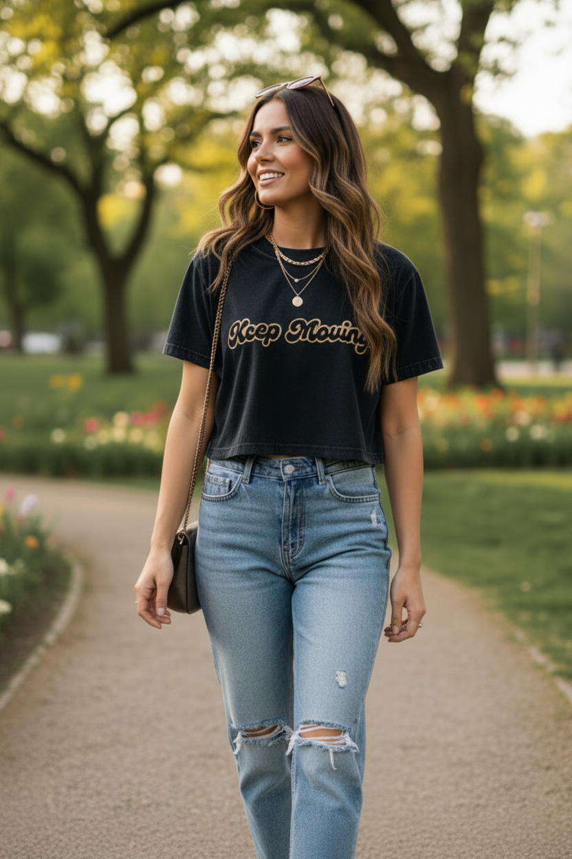 Women's Mineral Wash Cotton Crop T-Shirt
