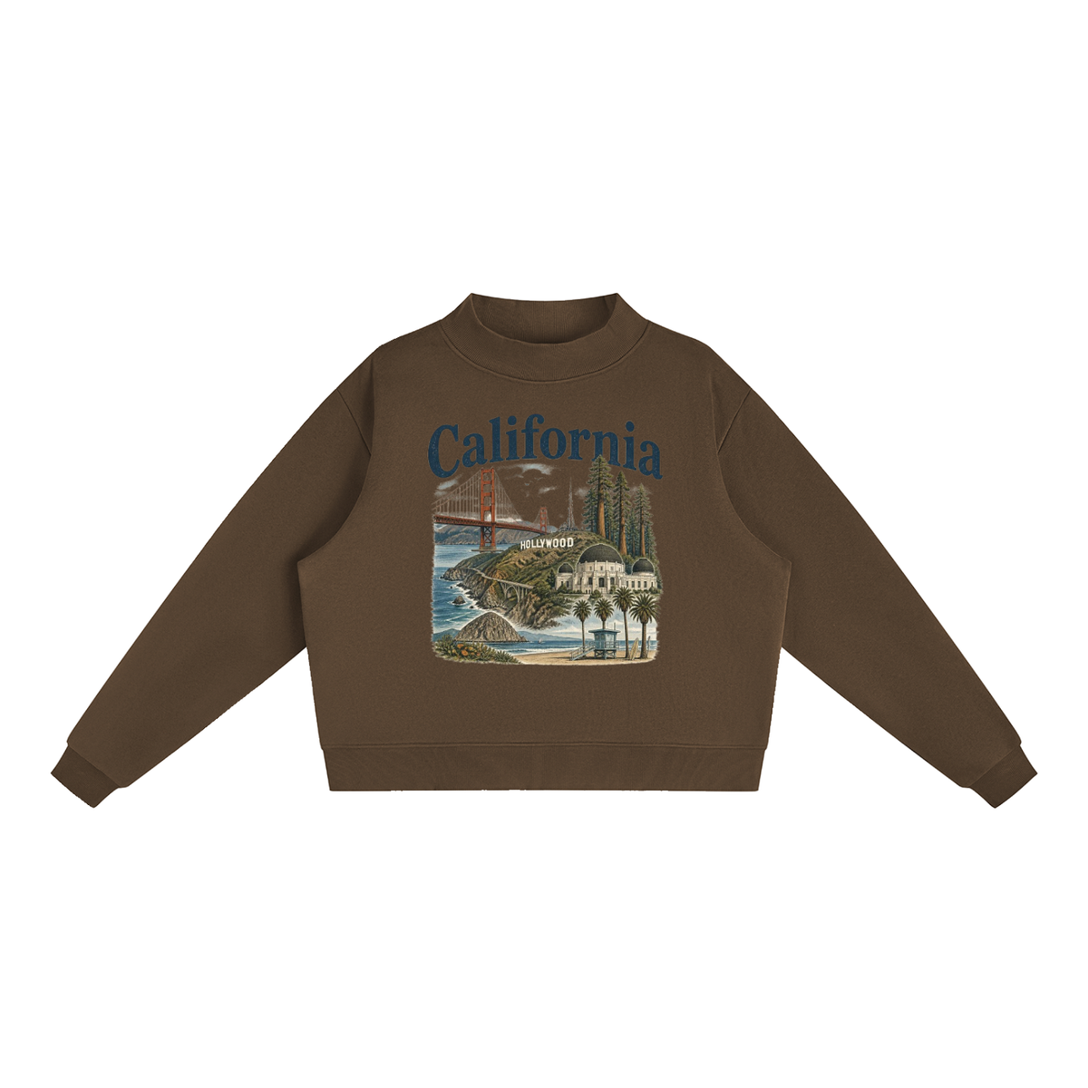California - Essential Fleece Mock-Neck Crew Sweatshirt