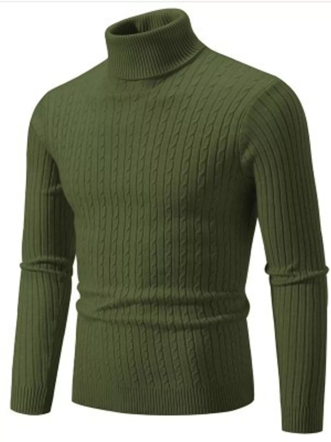Men's Full Size Classic Cable Knit Turtleneck Sweater Plus Size