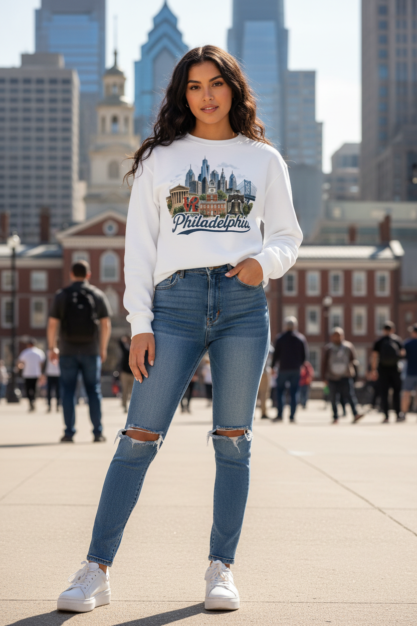 Philadelphia - Women's Essential Fleece Mock-Neck Crew Sweatshirt