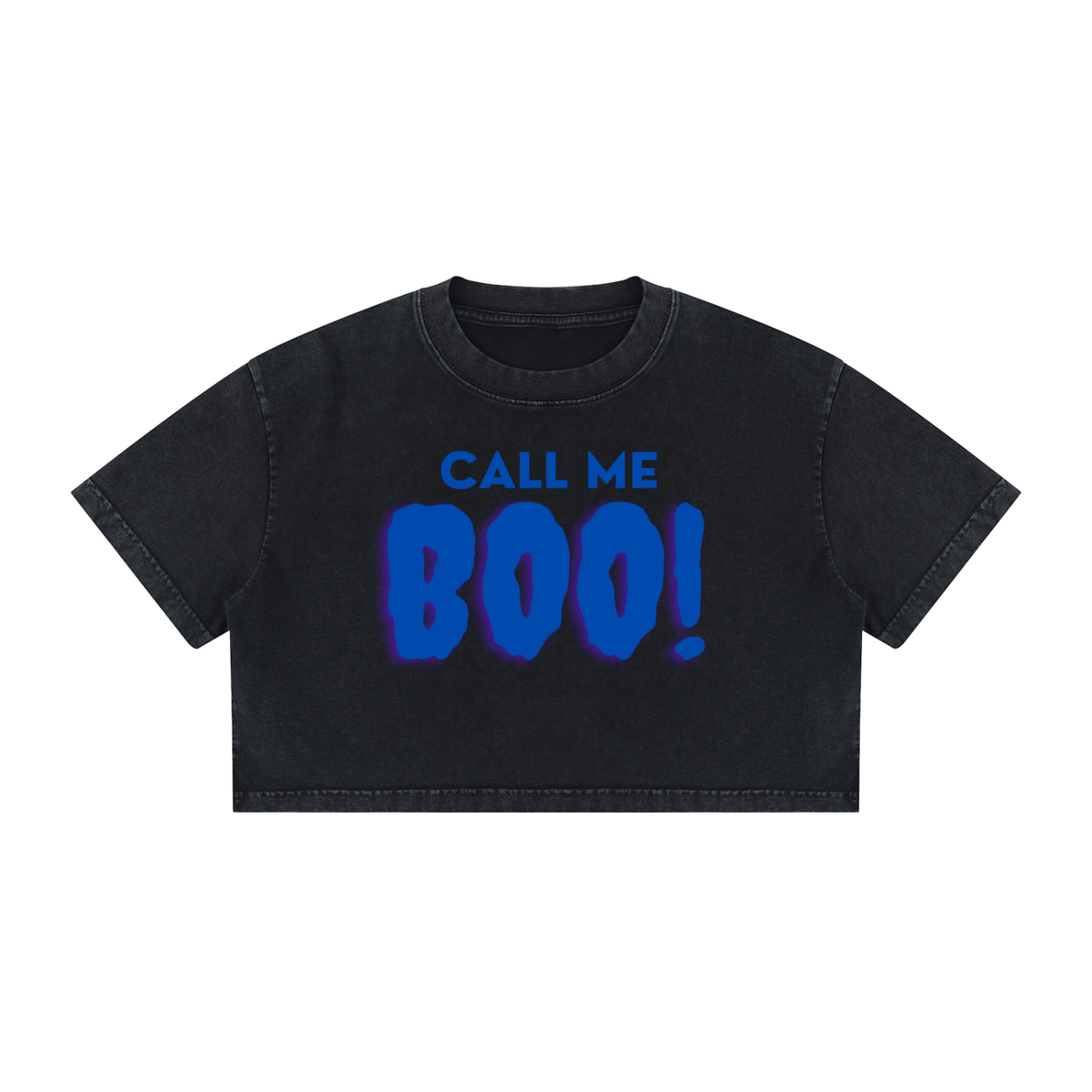 Women's Mineral Wash Cotton Crop T-Shirt: Call Me Boo!