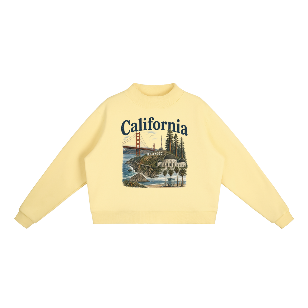California - Essential Fleece Mock-Neck Crew Sweatshirt