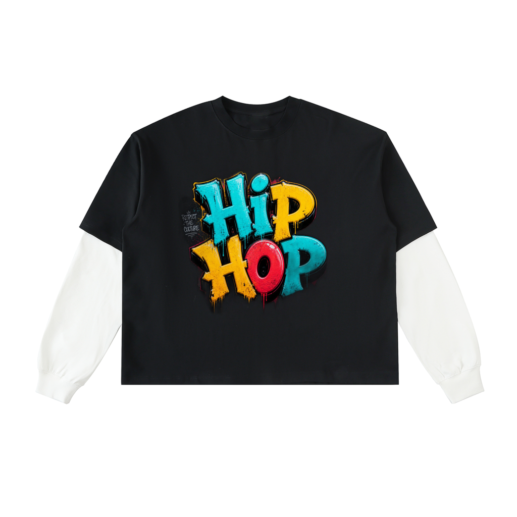 Layered Contrast Sleeve Cotton T-Shirt