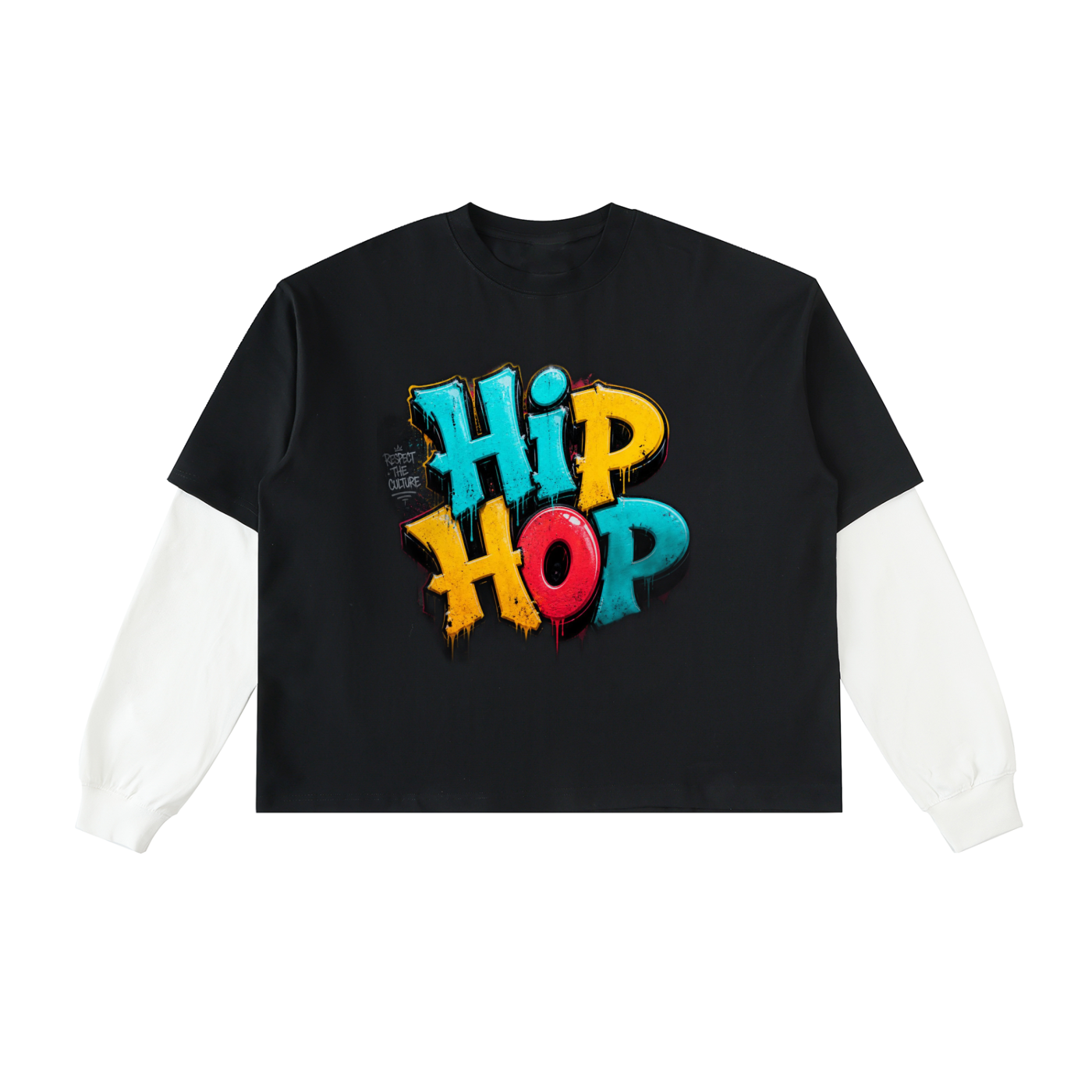 Layered Contrast Sleeve Cotton T-Shirt