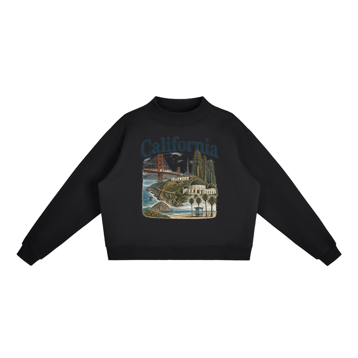 California - Essential Fleece Mock-Neck Crew Sweatshirt