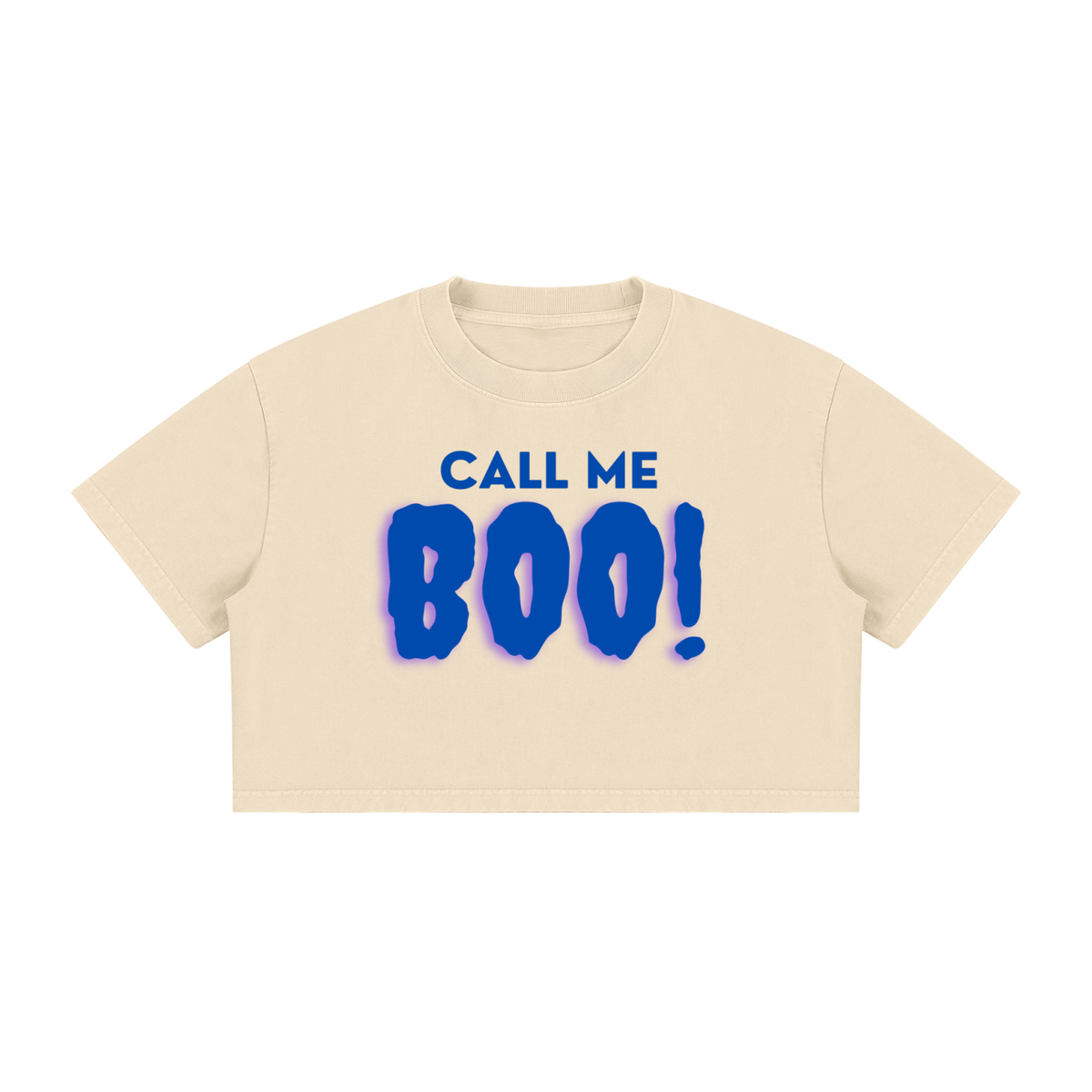 Women's Mineral Wash Cotton Crop T-Shirt: Call Me Boo!