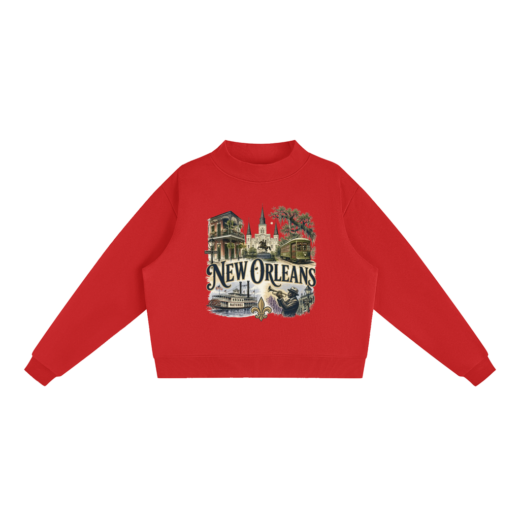 New Orleans - Woman's Essential Fleece Mock-Neck Crew Sweatshirt