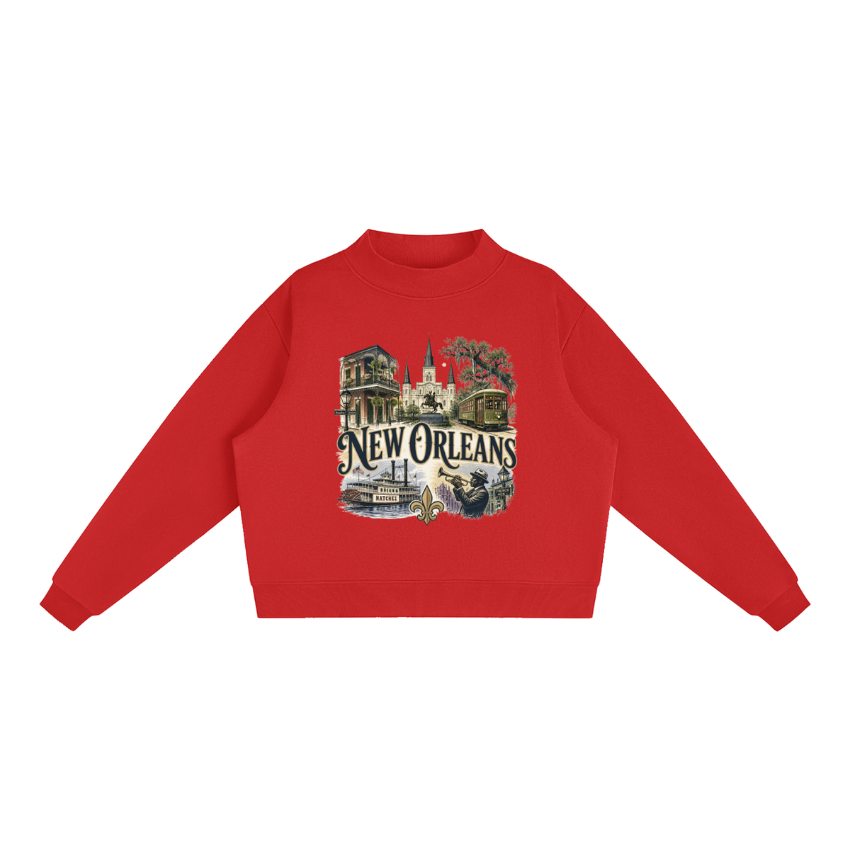 New Orleans - Woman's Essential Fleece Mock-Neck Crew Sweatshirt