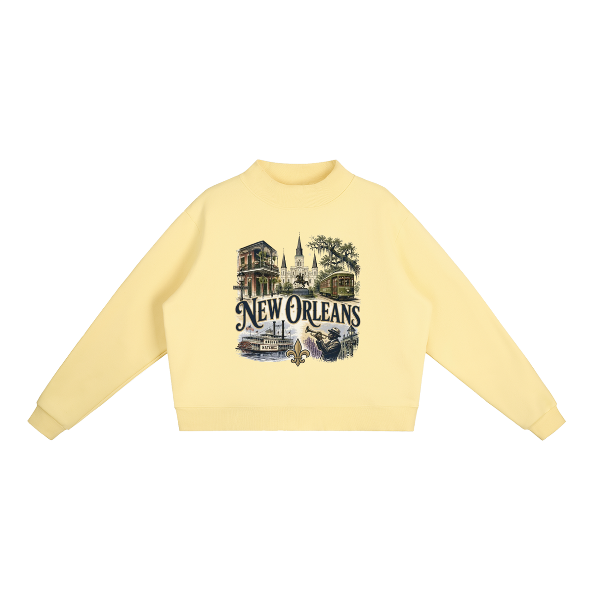 New Orleans - Woman's Essential Fleece Mock-Neck Crew Sweatshirt