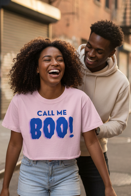 Women's Mineral Wash Cotton Crop T-Shirt: Call Me Boo!