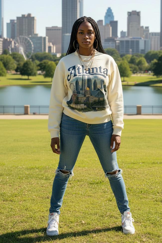 Atlanta - Woman's Essential Fleece Mock-Neck Crew Sweatshirt