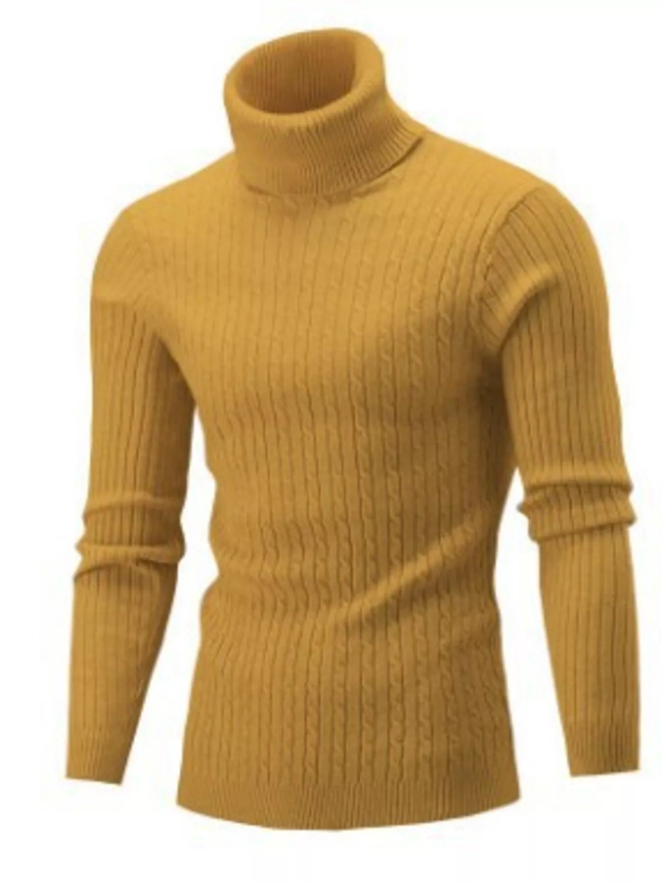 Men's Full Size Classic Cable Knit Turtleneck Sweater Plus Size
