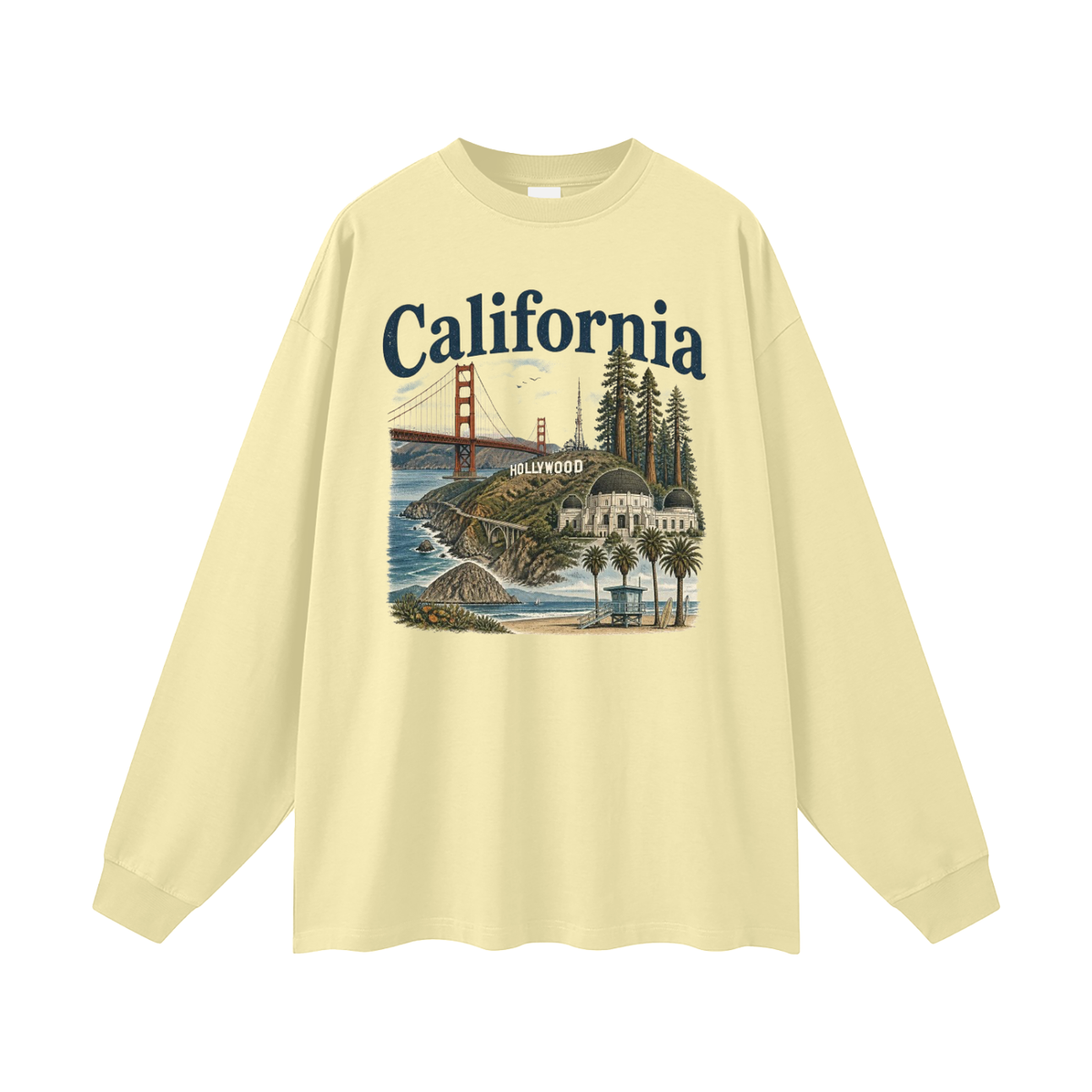 California - Men's Oversized Long Sleeve T-Shirt