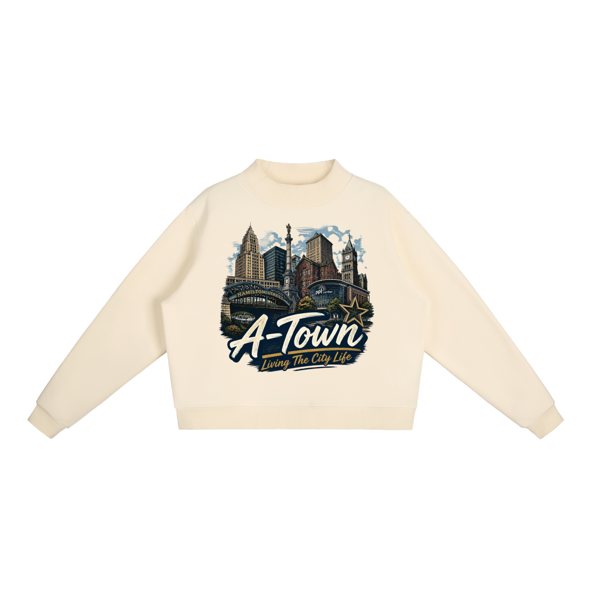 A-Town/Allentown: Living The City Life - Women's Essential Fleece Mock-Neck Crew Sweatshirt