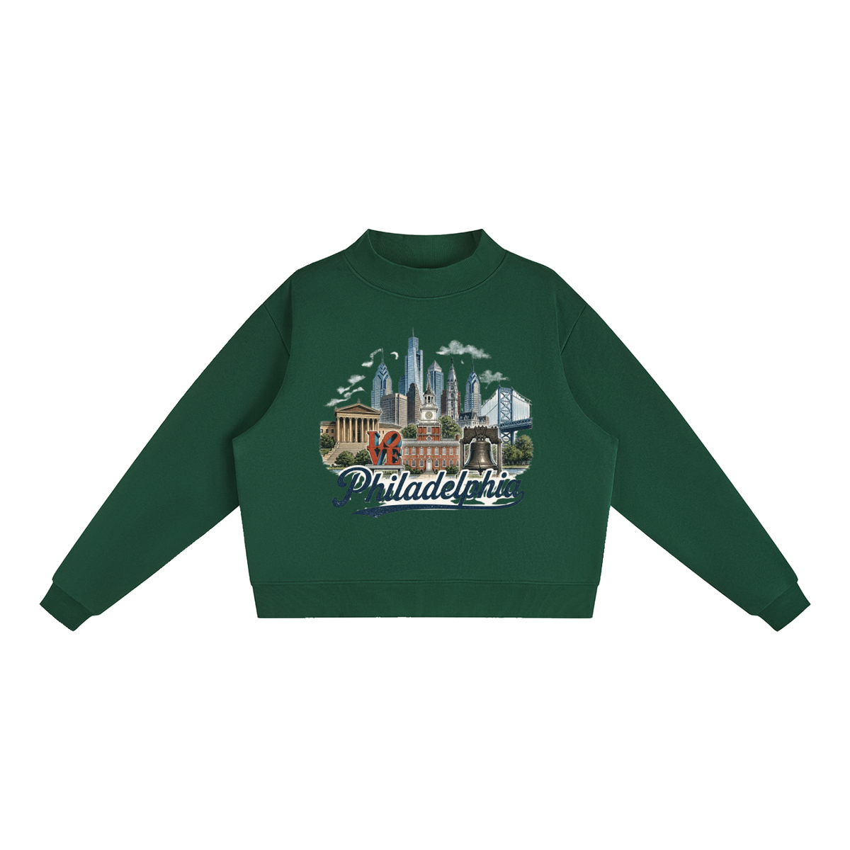 Philadelphia - Women's Essential Fleece Mock-Neck Crew Sweatshirt