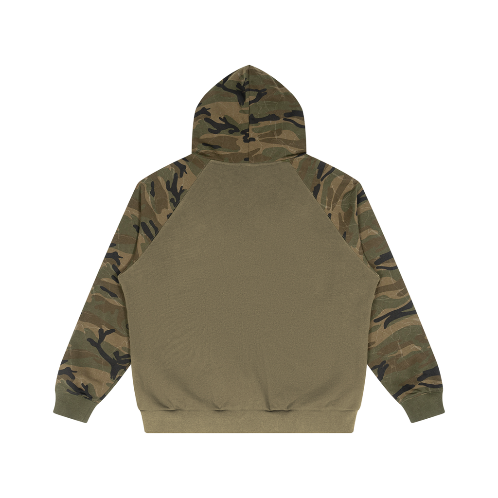 Unisex Camo-Splice Raglan Zip Hoodie
