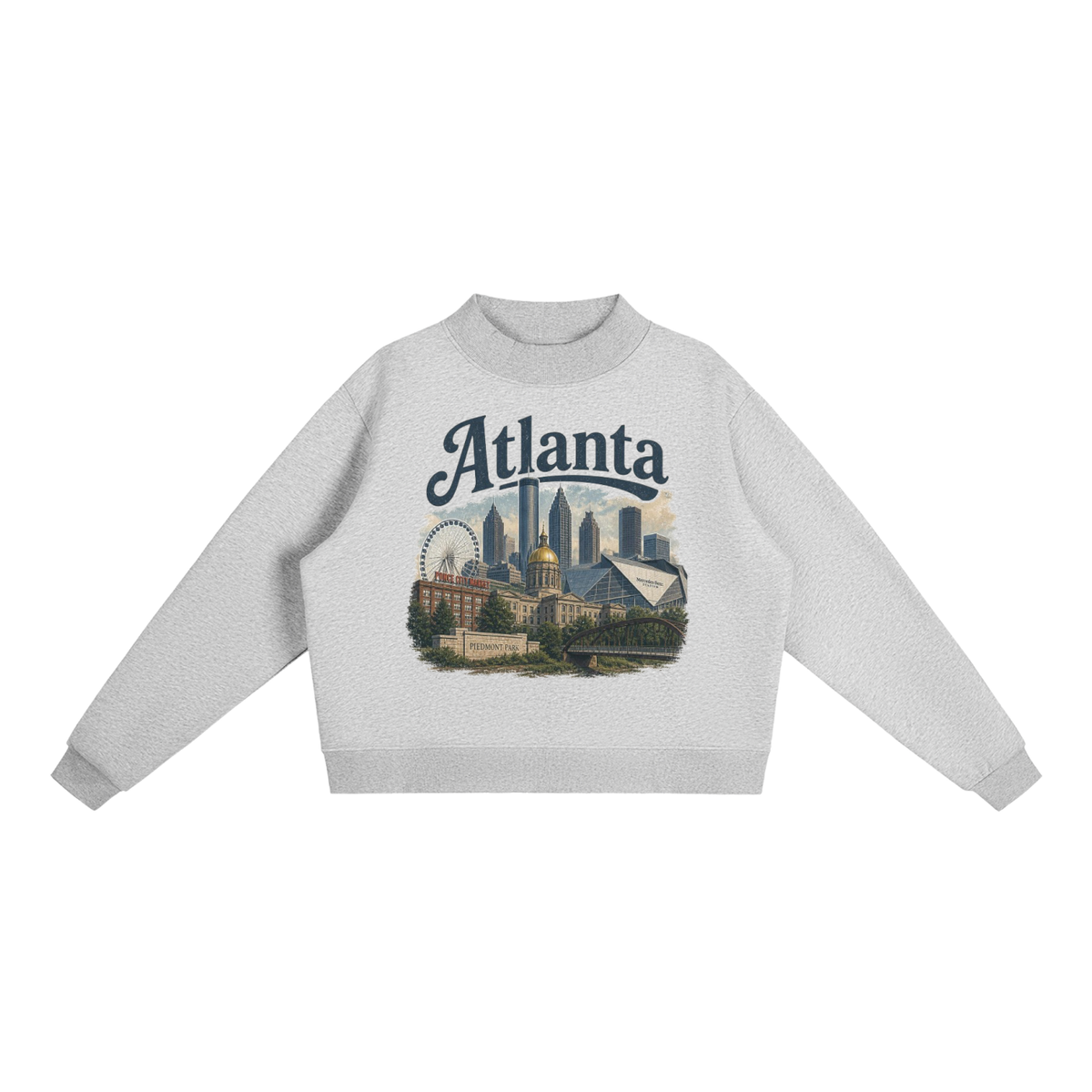 Atlanta - Woman's Essential Fleece Mock-Neck Crew Sweatshirt
