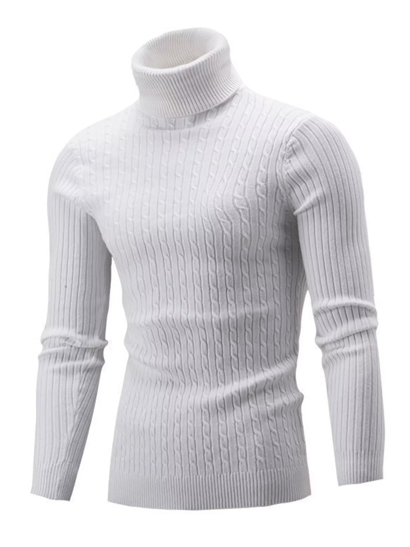 Men's Full Size Classic Cable Knit Turtleneck Sweater Plus Size