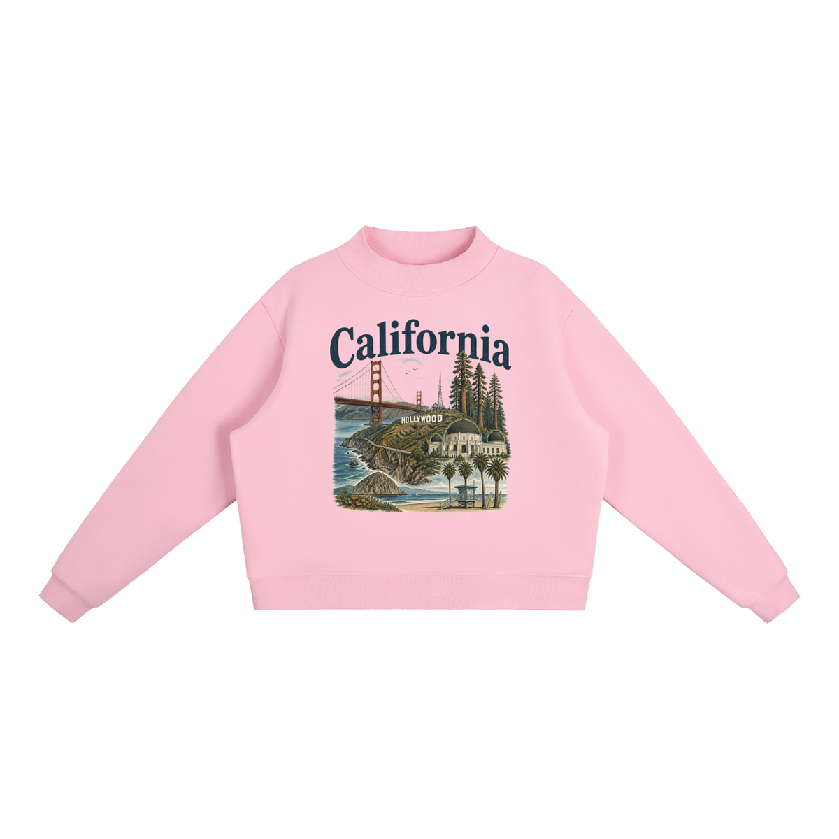 California - Essential Fleece Mock-Neck Crew Sweatshirt
