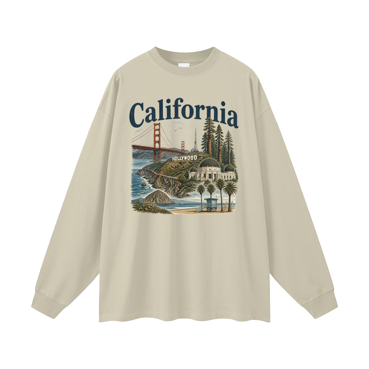 California - Men's Oversized Long Sleeve T-Shirt