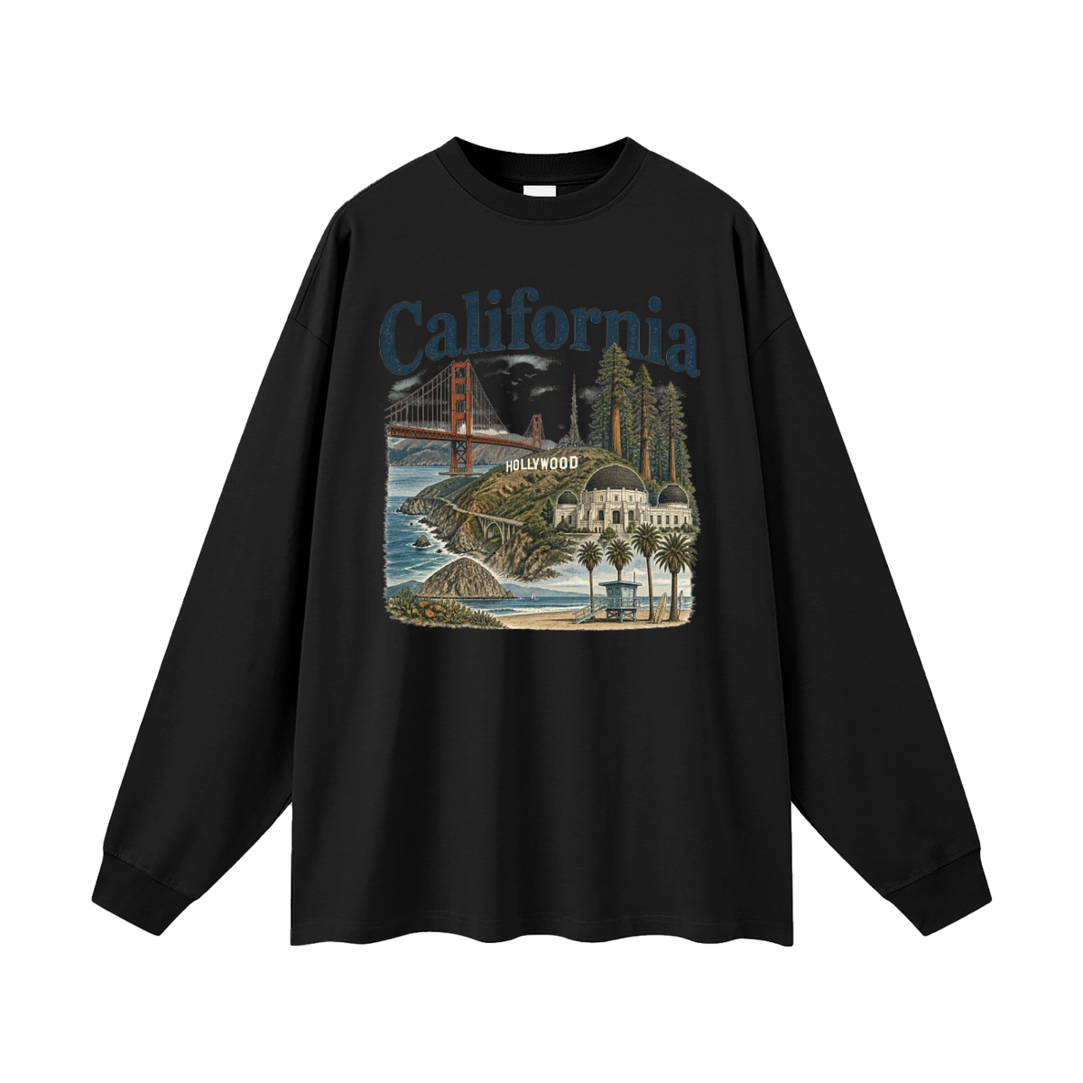 California - Men's Oversized Long Sleeve T-Shirt