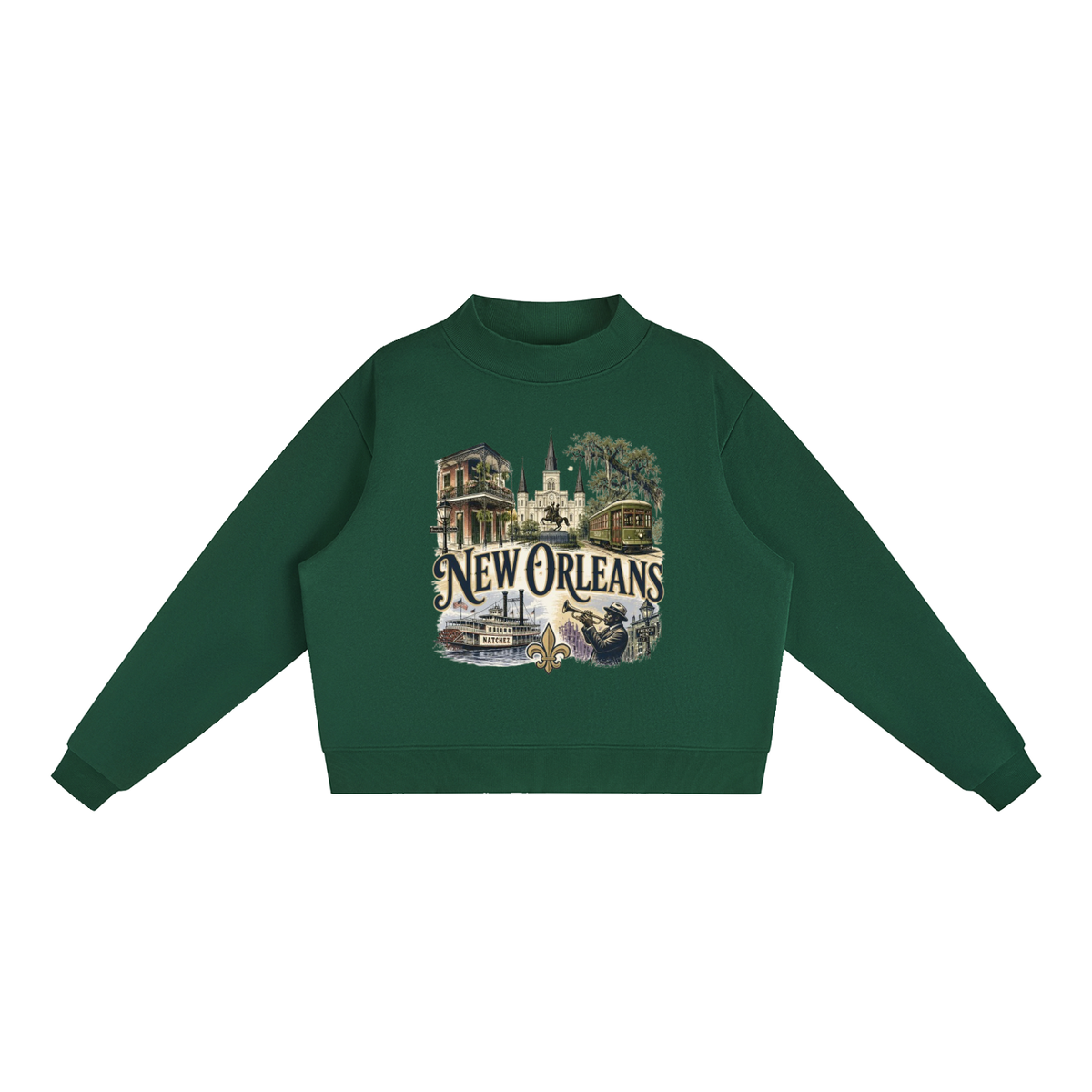 New Orleans - Woman's Essential Fleece Mock-Neck Crew Sweatshirt