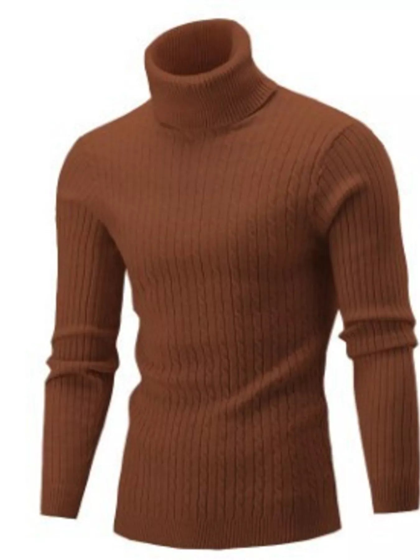 Men's Full Size Classic Cable Knit Turtleneck Sweater Plus Size