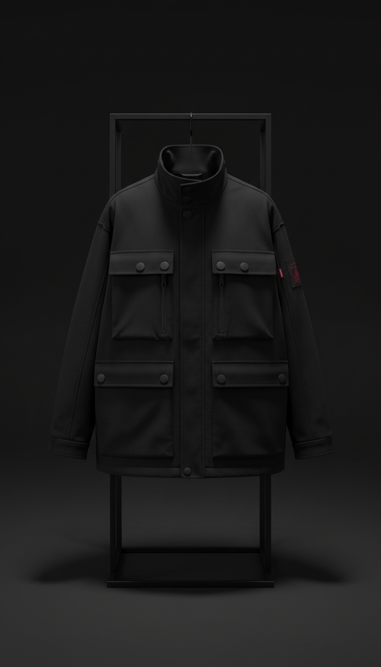 Oversized Utility Jacket Matte Black