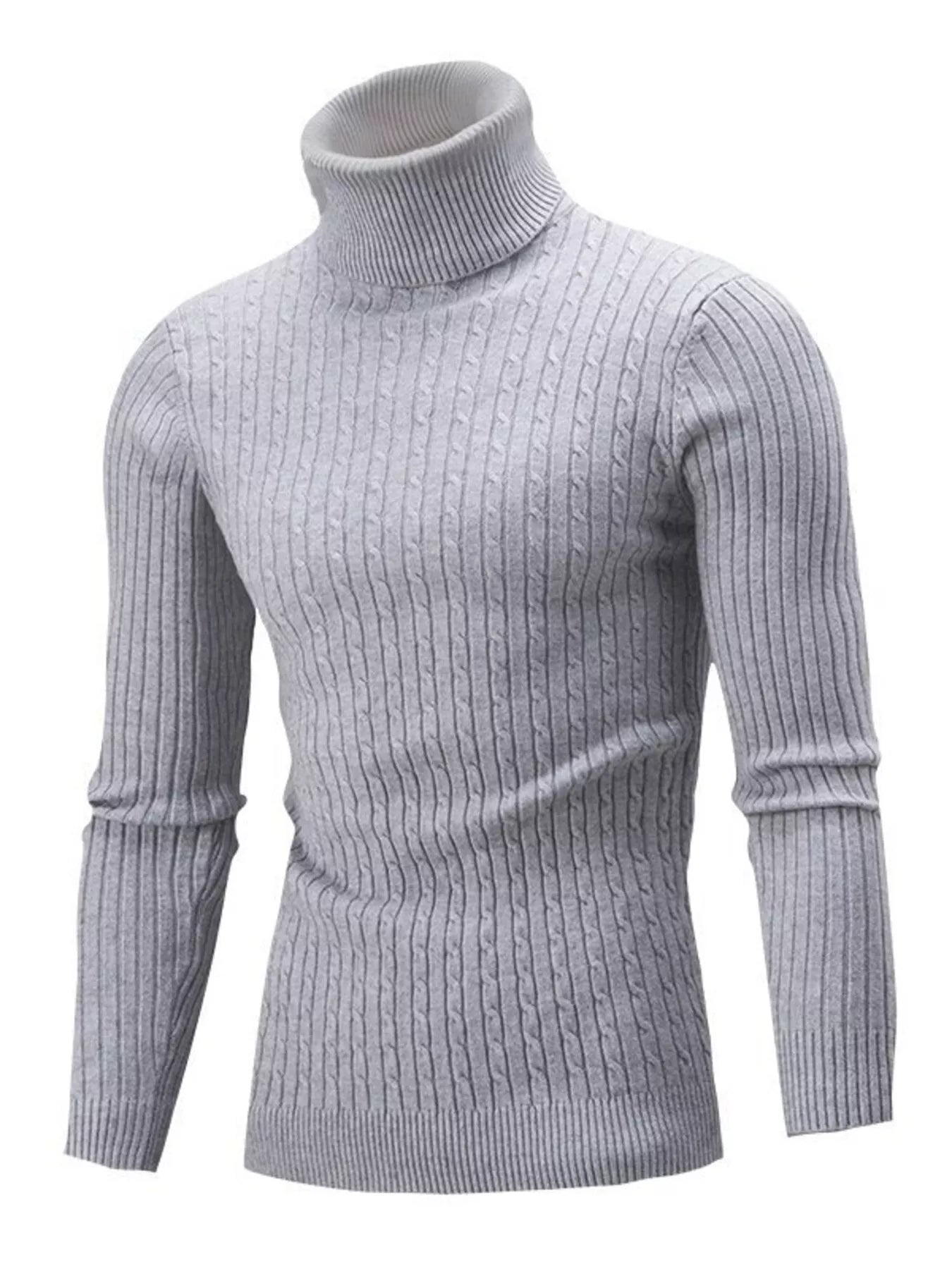 Men's Full Size Classic Cable Knit Turtleneck Sweater Plus Size