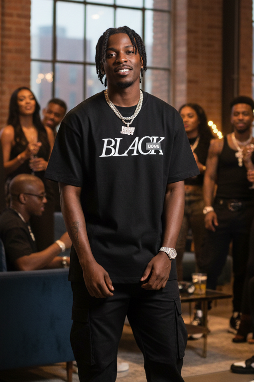 Men's Oversized T-Shirt: Black Love
