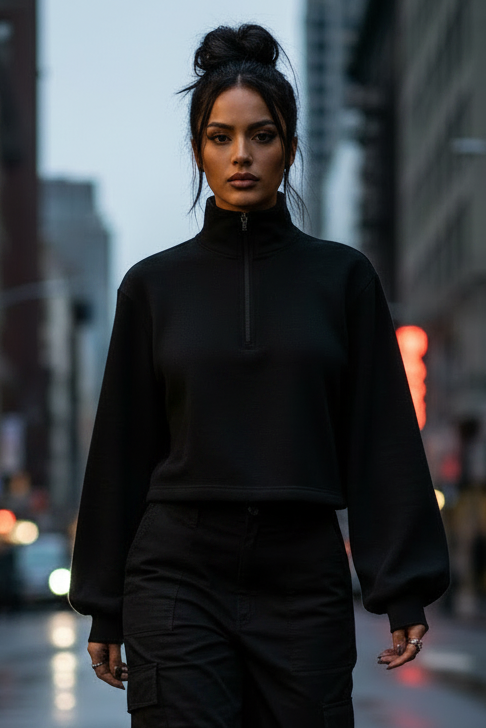 Women’s Mock-Neck Quarter-Zip Sweatshirt