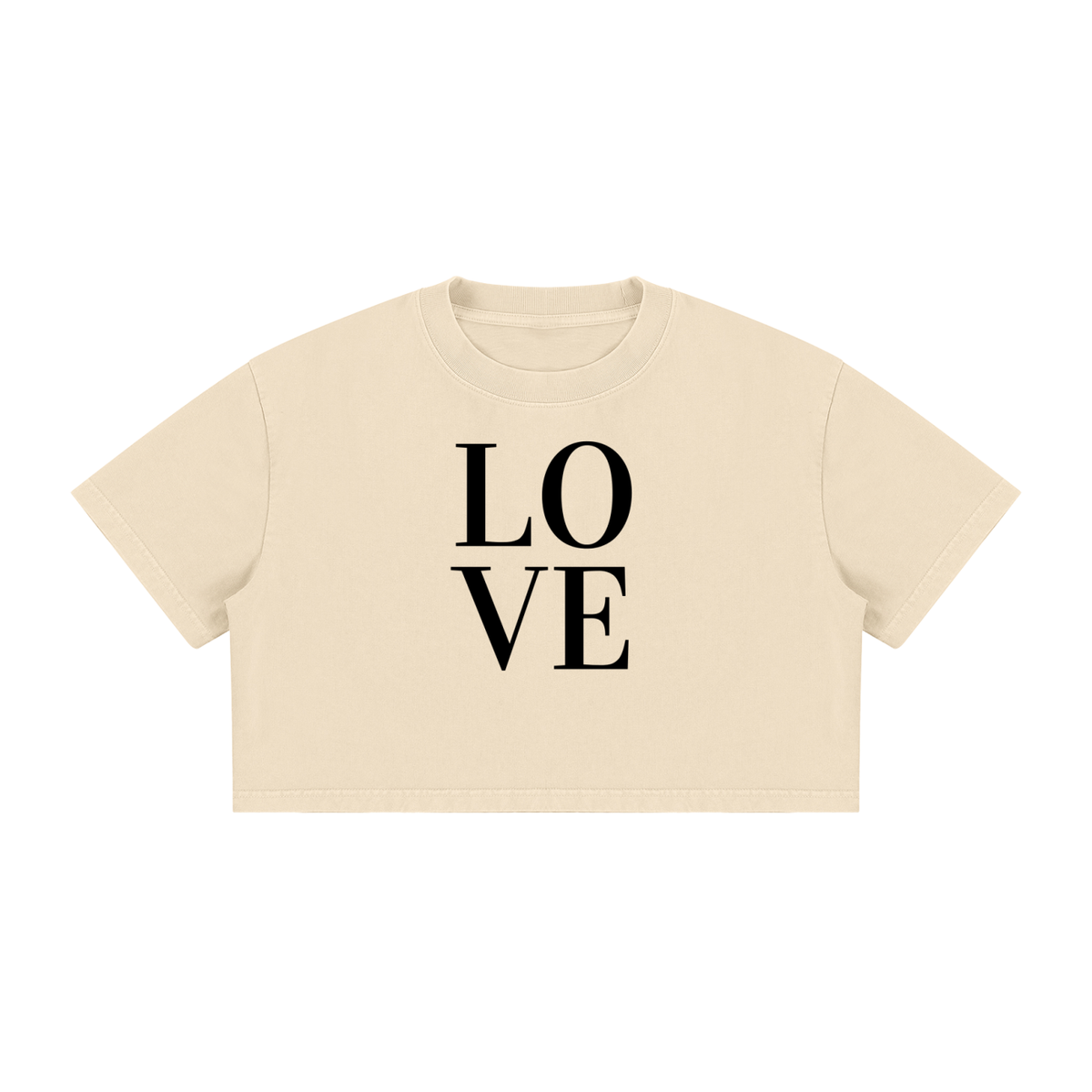 Women's Mineral Wash Cotton Crop T-Shirt: Love