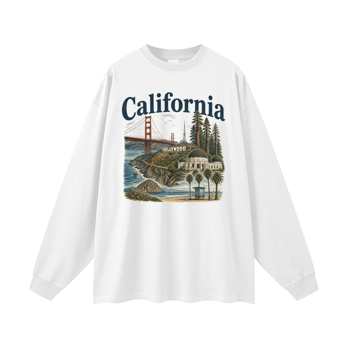 California - Men's Oversized Long Sleeve T-Shirt
