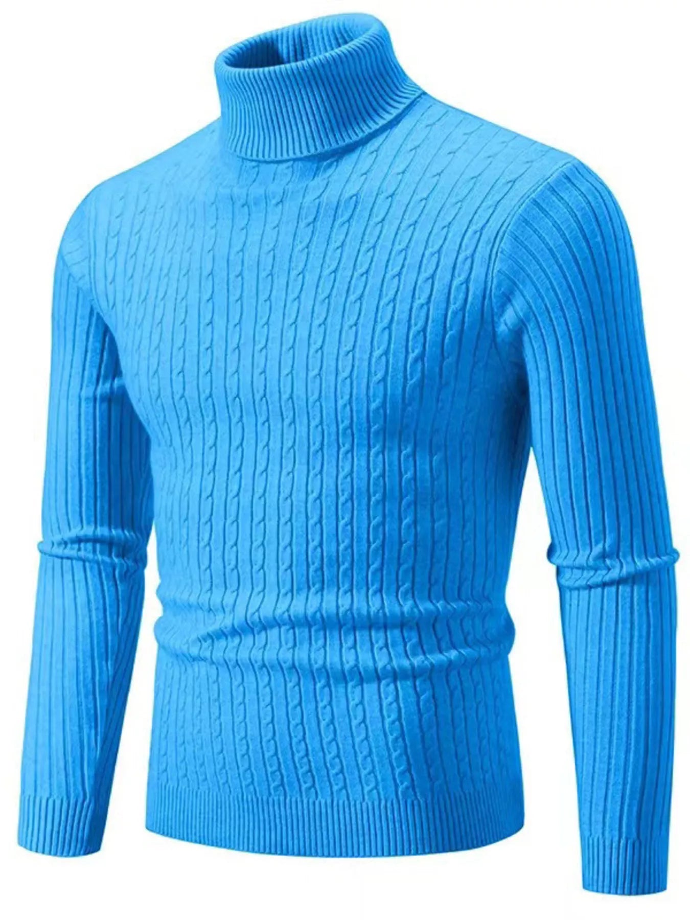 Men's Full Size Classic Cable Knit Turtleneck Sweater Plus Size