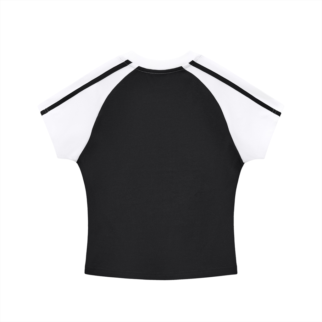 Women's Contrast Stripes Bodycon Raglan  Sleeve T-Shirt