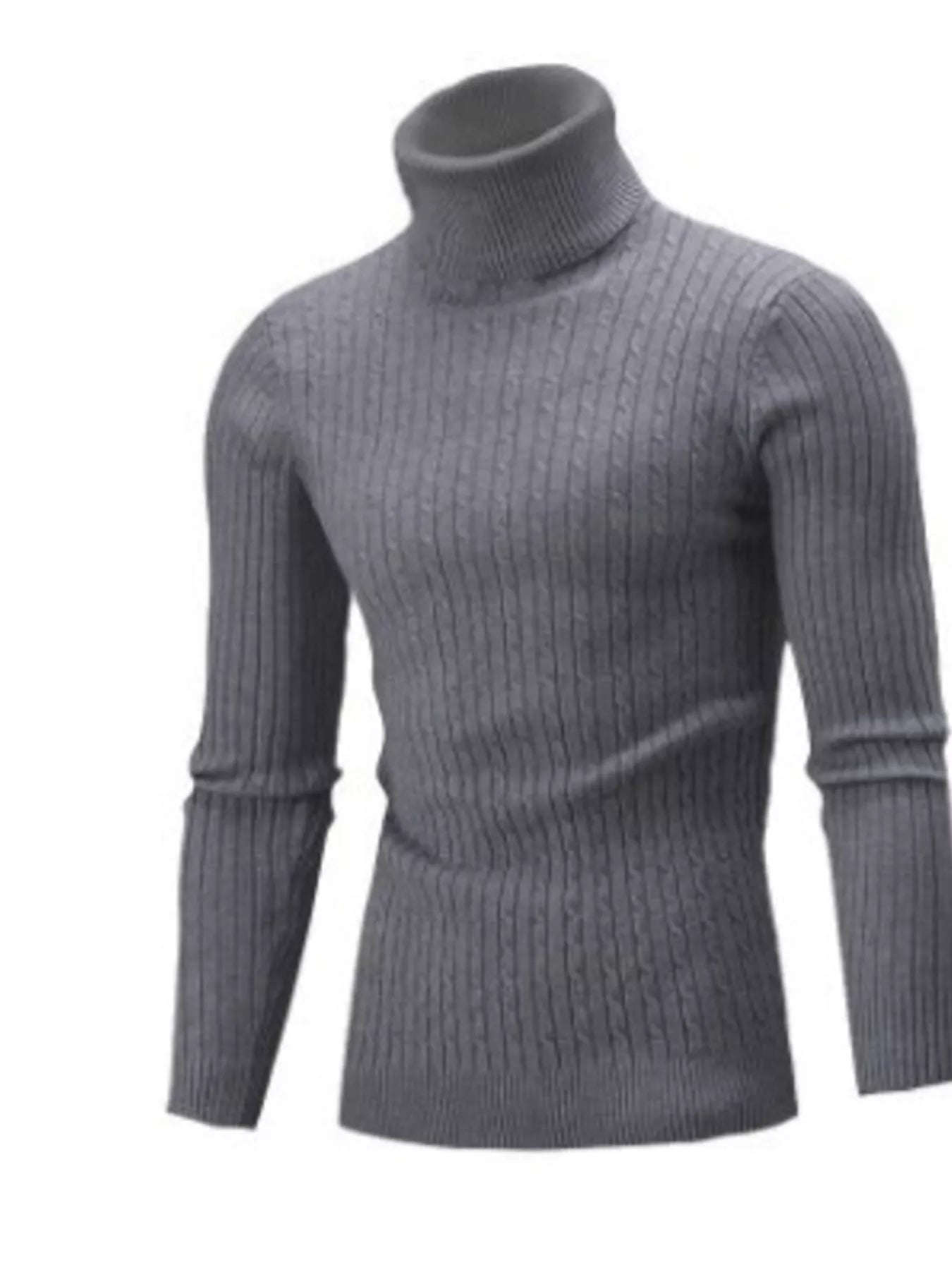 Men's Full Size Classic Cable Knit Turtleneck Sweater Plus Size