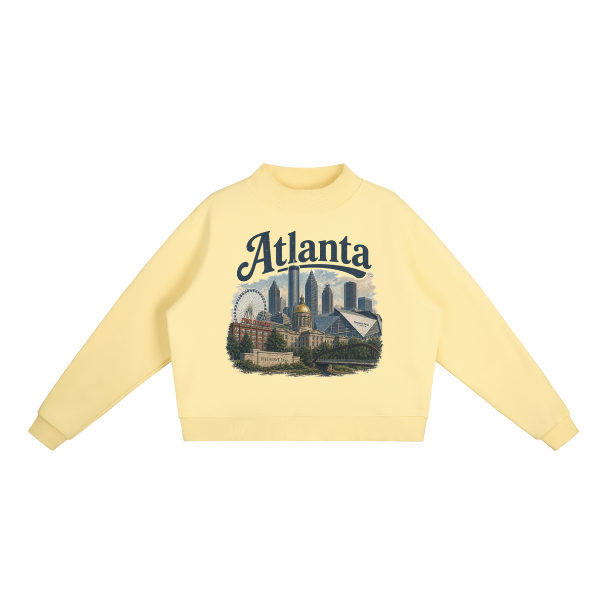 Atlanta - Woman's Essential Fleece Mock-Neck Crew Sweatshirt