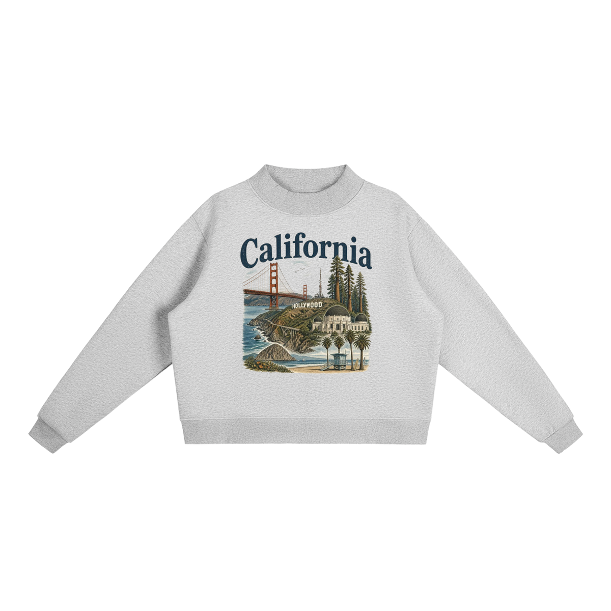 California - Essential Fleece Mock-Neck Crew Sweatshirt