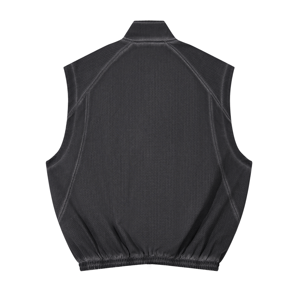 Vintage Wash Mesh Full-Zip Vest