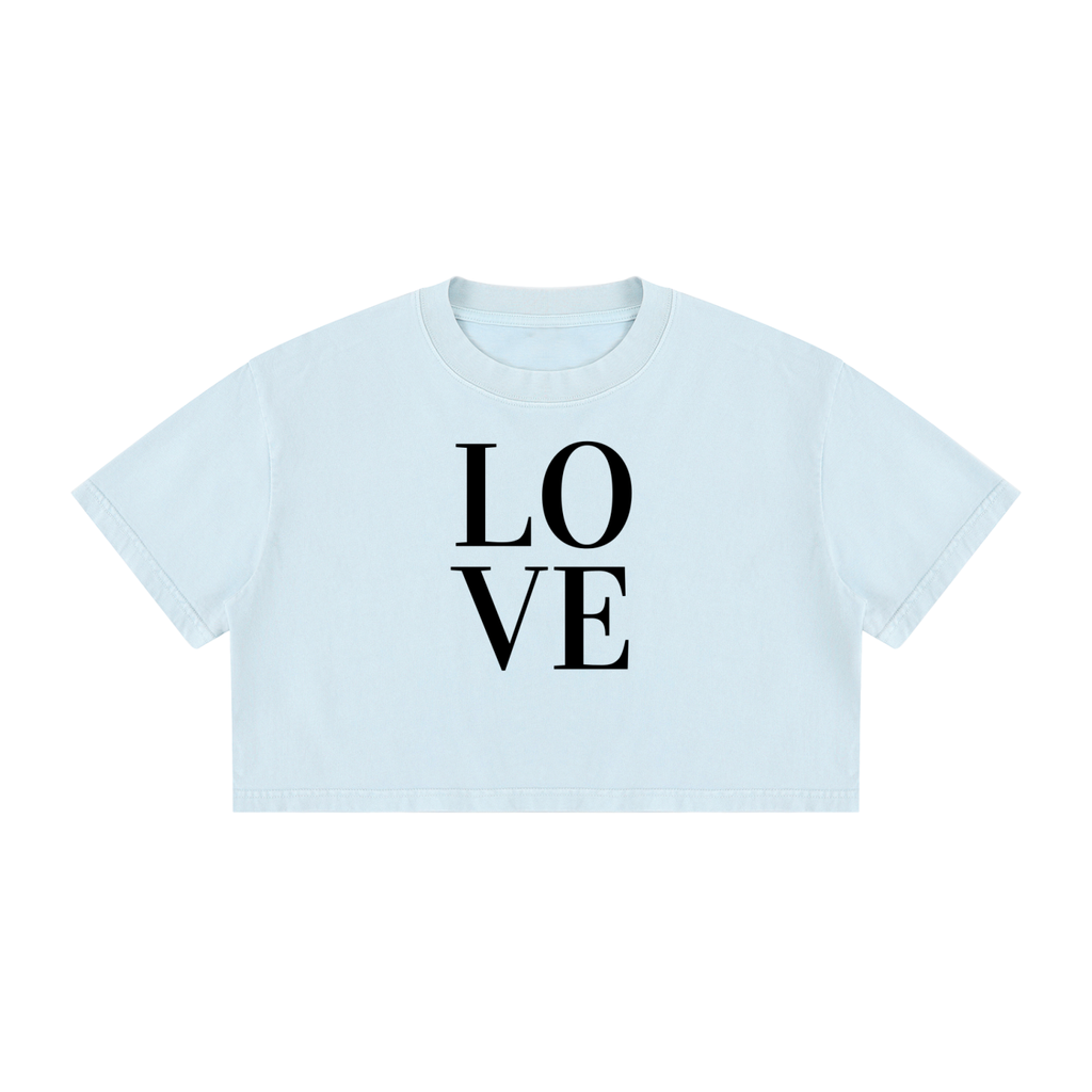 Women's Mineral Wash Cotton Crop T-Shirt: Love