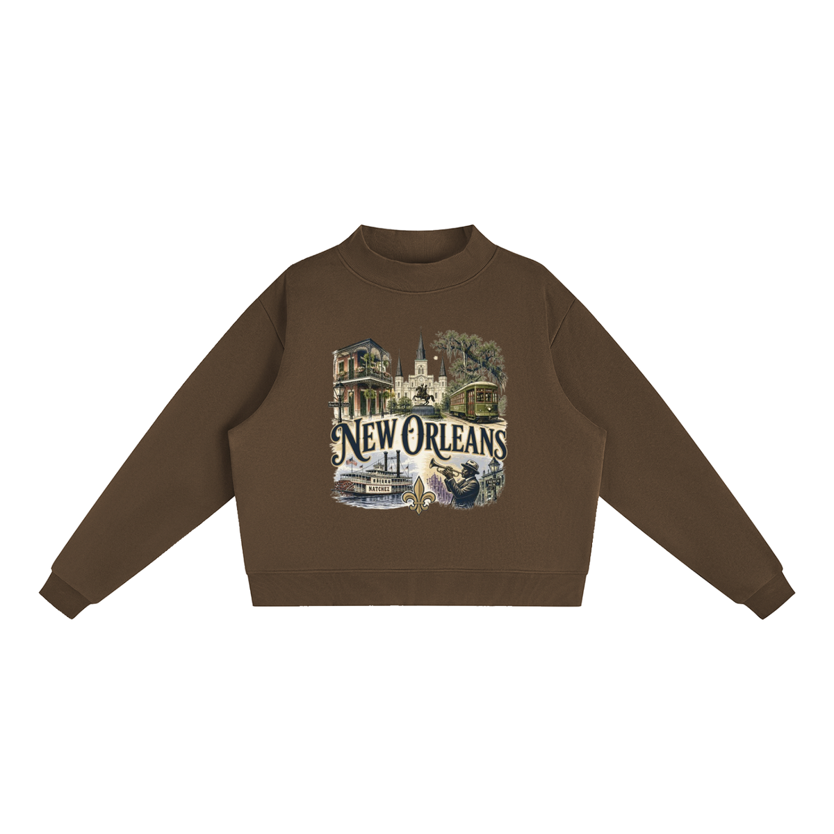 New Orleans - Woman's Essential Fleece Mock-Neck Crew Sweatshirt