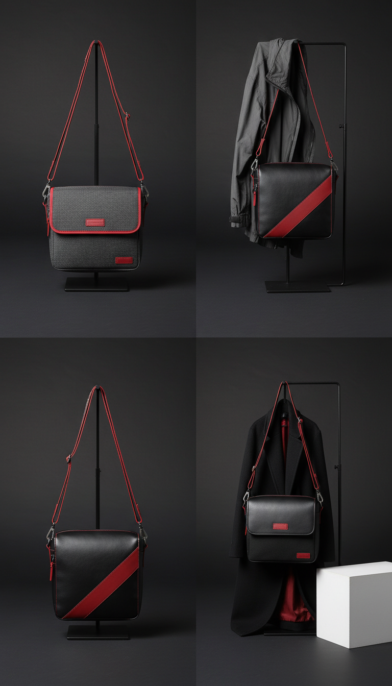 Crossbody Bag Crimson Accent