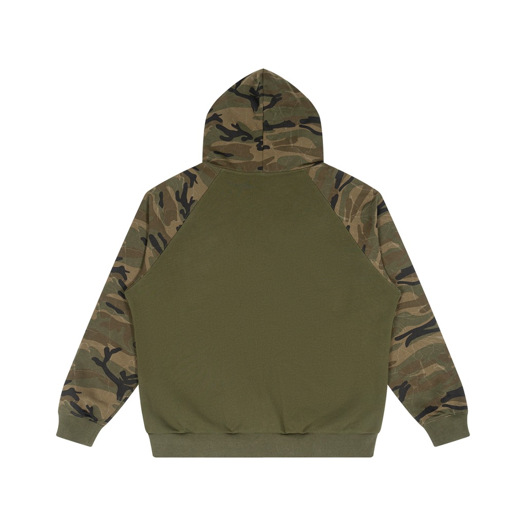 Unisex Camo-Splice Raglan Zip Hoodie