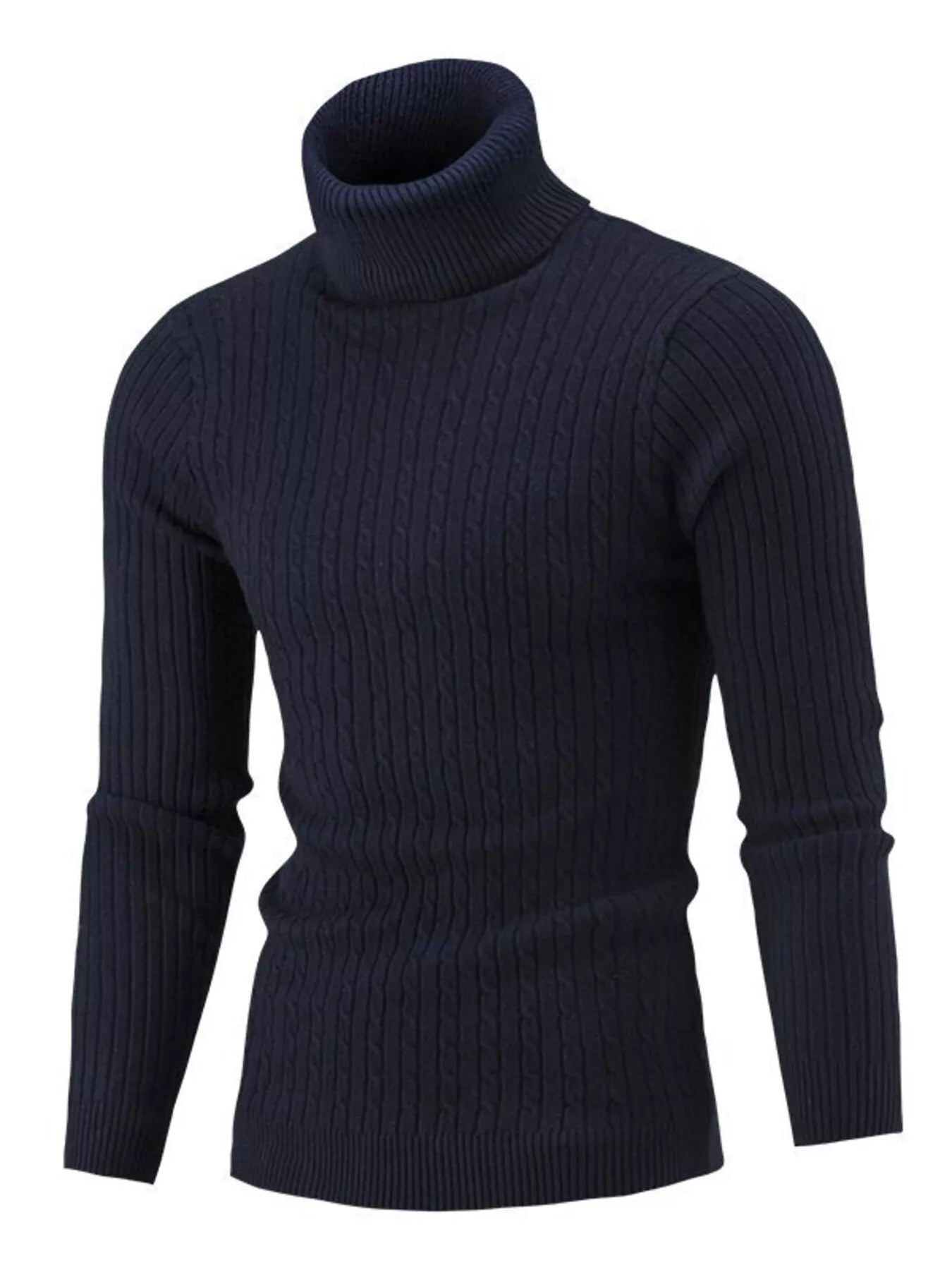 Men's Full Size Classic Cable Knit Turtleneck Sweater Plus Size