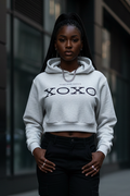 “XOXO” Essential Cropped Hoodie – Women’s 350 GSM Love Graphic