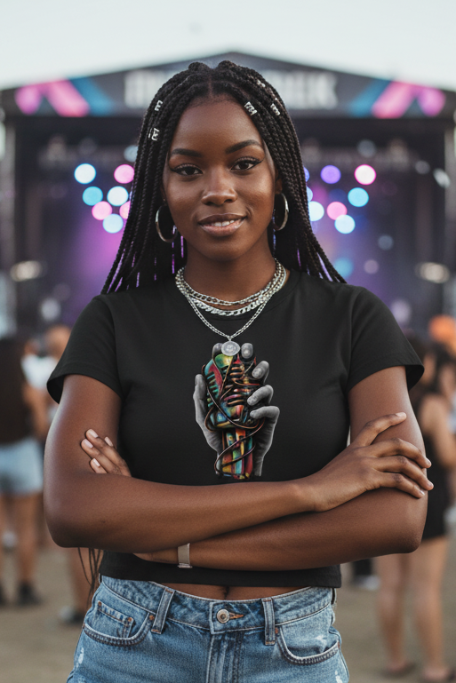 Women's Cropped T-Shirt: Grab The Mic