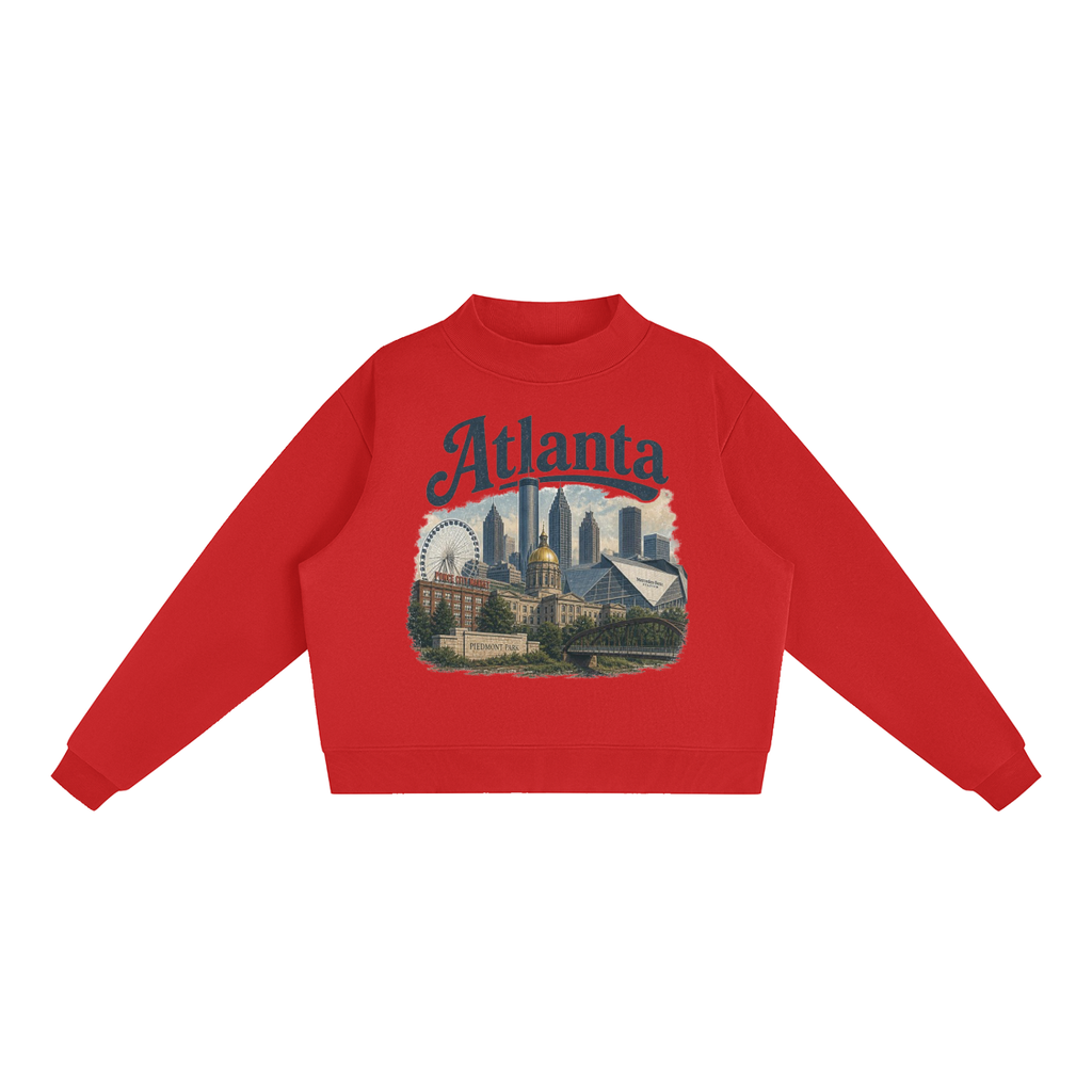 Atlanta - Woman's Essential Fleece Mock-Neck Crew Sweatshirt