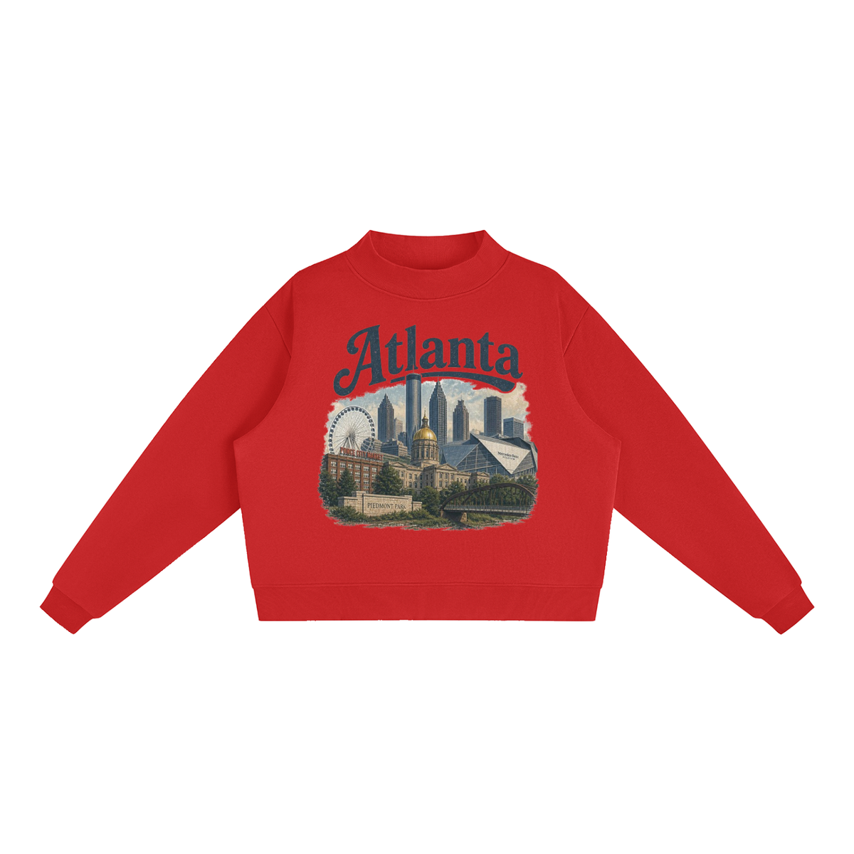Atlanta - Woman's Essential Fleece Mock-Neck Crew Sweatshirt